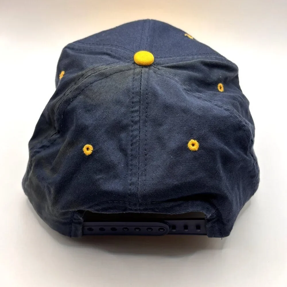 Vintage Michigan Wolverines Hat Snapback Blue Gold Embroidered 100% Cotton